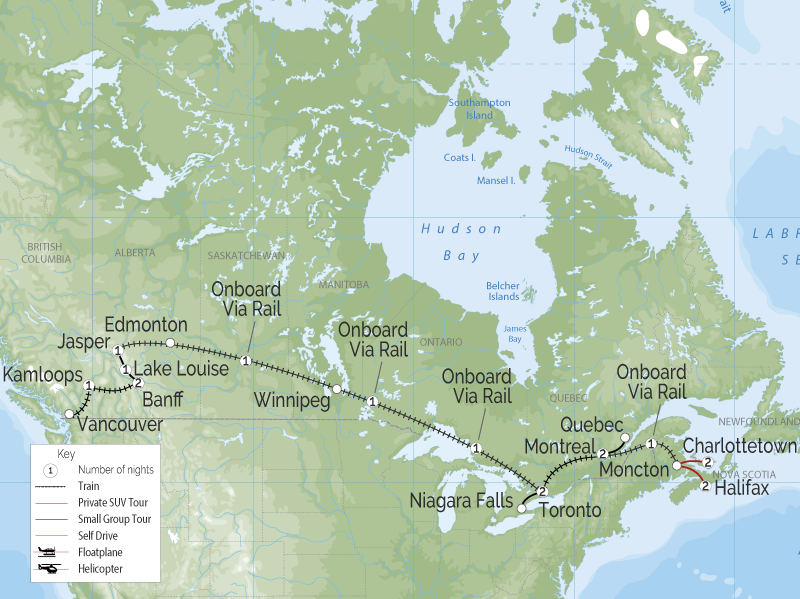 Grand Canadian Train Tour | Halifax to Vancouver map