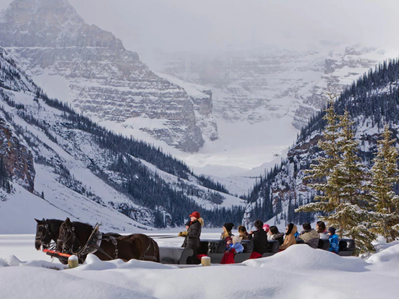 Luxury Winter Train Trip to the Canadian Rockies | Fairmont Chateau Lake Louise Sleigh Ride