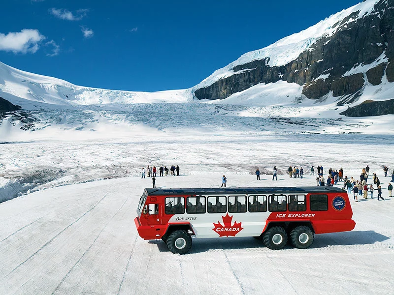 Circle Tour by Train through the Canadian Rockies | Ice Explorer ride onto Athabasca Glacier